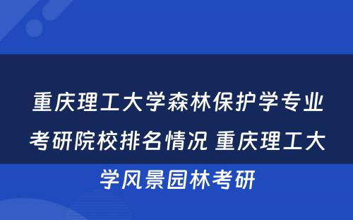 重庆理工大学森林保护学专业考研院校排名情况 重庆理工大学风景园林考研