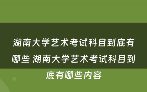 湖南大学艺术考试科目到底有哪些 湖南大学艺术考试科目到底有哪些内容
