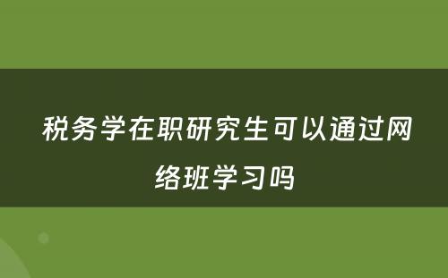  税务学在职研究生可以通过网络班学习吗