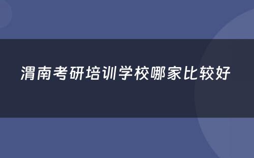 渭南考研培训学校哪家比较好 