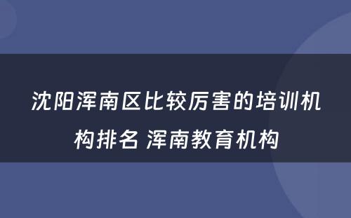 沈阳浑南区比较厉害的培训机构排名 浑南教育机构