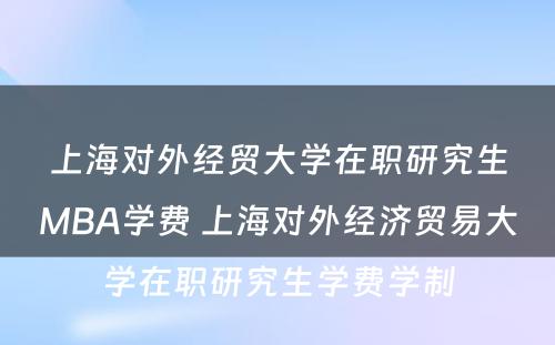 上海对外经贸大学在职研究生MBA学费 上海对外经济贸易大学在职研究生学费学制