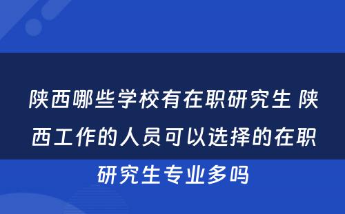 陕西哪些学校有在职研究生 陕西工作的人员可以选择的在职研究生专业多吗