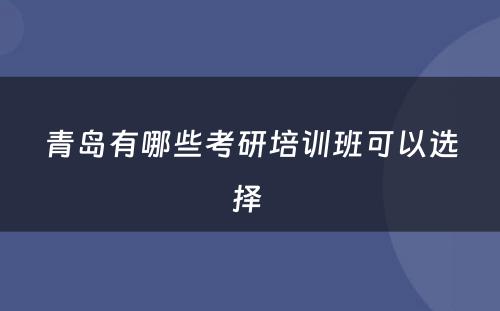 青岛有哪些考研培训班可以选择 