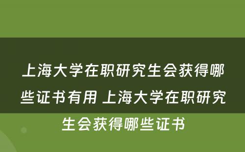 上海大学在职研究生会获得哪些证书有用 上海大学在职研究生会获得哪些证书