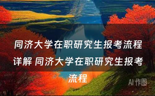 同济大学在职研究生报考流程详解 同济大学在职研究生报考流程