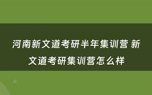 河南新文道考研半年集训营 新文道考研集训营怎么样