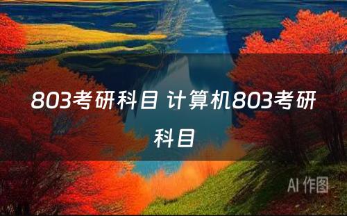 803考研科目 计算机803考研科目