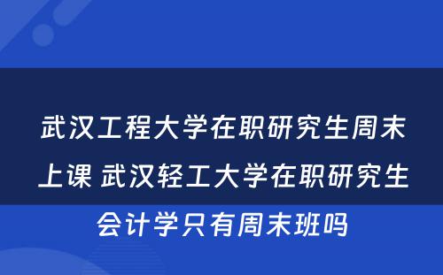 武汉工程大学在职研究生周末上课 武汉轻工大学在职研究生会计学只有周末班吗