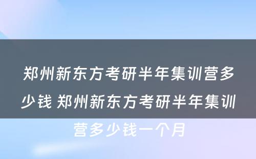 郑州新东方考研半年集训营多少钱 郑州新东方考研半年集训营多少钱一个月