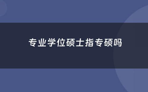  专业学位硕士指专硕吗