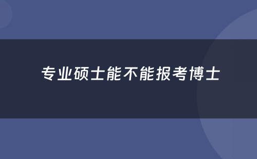  专业硕士能不能报考博士