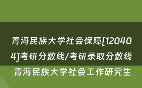 青海民族大学社会保障[120404]考研分数线/考研录取分数线 青海民族大学社会工作研究生