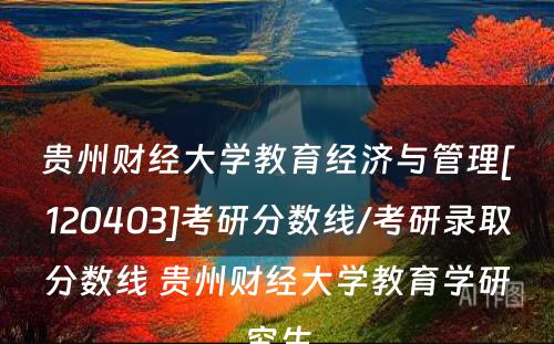 贵州财经大学教育经济与管理[120403]考研分数线/考研录取分数线 贵州财经大学教育学研究生