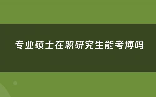  专业硕士在职研究生能考博吗