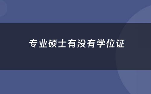  专业硕士有没有学位证