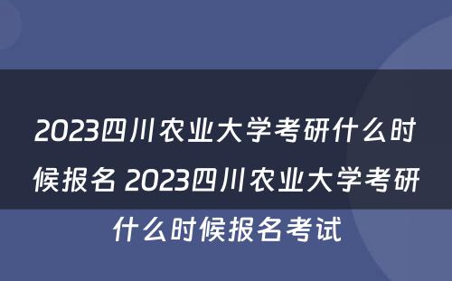 2023四川农业大学考研什么时候报名 2023四川农业大学考研什么时候报名考试