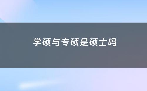  学硕与专硕是硕士吗