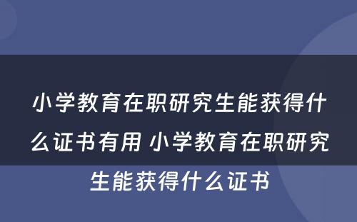 小学教育在职研究生能获得什么证书有用 小学教育在职研究生能获得什么证书