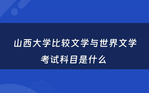 山西大学比较文学与世界文学考试科目是什么 