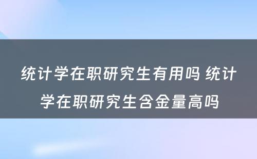 统计学在职研究生有用吗 统计学在职研究生含金量高吗