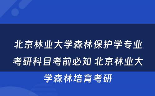 北京林业大学森林保护学专业考研科目考前必知 北京林业大学森林培育考研