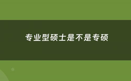  专业型硕士是不是专硕