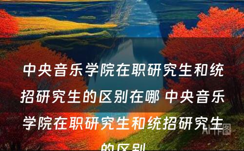 中央音乐学院在职研究生和统招研究生的区别在哪 中央音乐学院在职研究生和统招研究生的区别