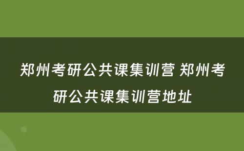 郑州考研公共课集训营 郑州考研公共课集训营地址