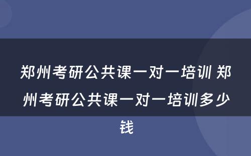 郑州考研公共课一对一培训 郑州考研公共课一对一培训多少钱