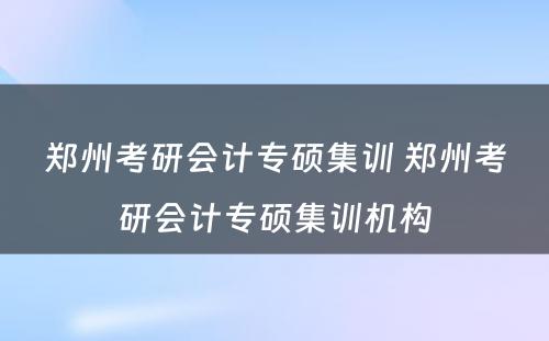 郑州考研会计专硕集训 郑州考研会计专硕集训机构