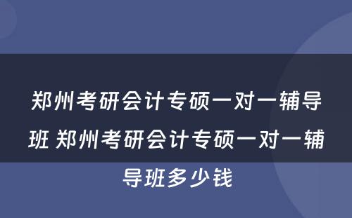 郑州考研会计专硕一对一辅导班 郑州考研会计专硕一对一辅导班多少钱