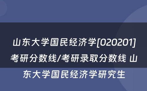 山东大学国民经济学[020201]考研分数线/考研录取分数线 山东大学国民经济学研究生