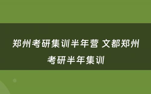 郑州考研集训半年营 文都郑州考研半年集训