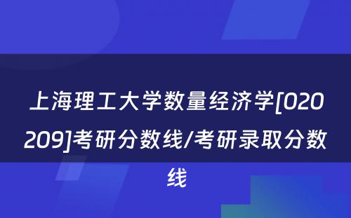 上海理工大学数量经济学[020209]考研分数线/考研录取分数线