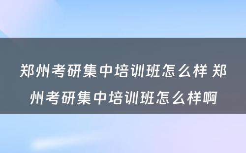 郑州考研集中培训班怎么样 郑州考研集中培训班怎么样啊