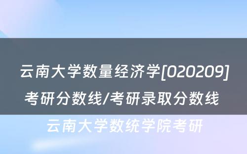 云南大学数量经济学[020209]考研分数线/考研录取分数线 云南大学数统学院考研