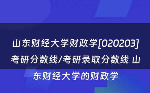 山东财经大学财政学[020203]考研分数线/考研录取分数线 山东财经大学的财政学