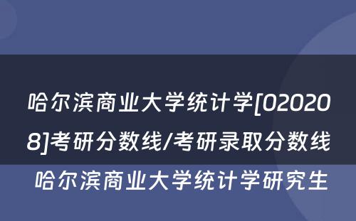 哈尔滨商业大学统计学[020208]考研分数线/考研录取分数线 哈尔滨商业大学统计学研究生