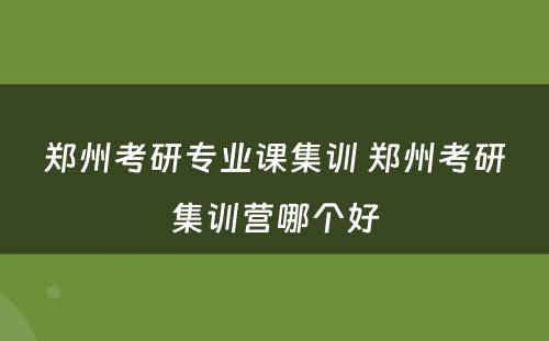 郑州考研专业课集训 郑州考研集训营哪个好