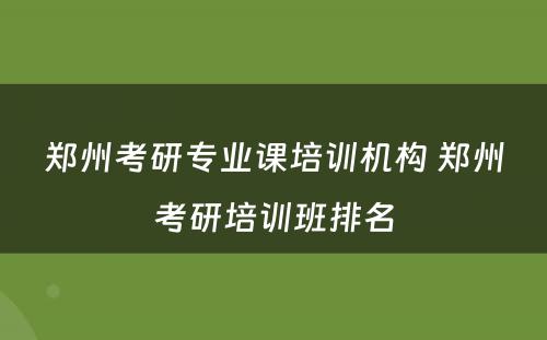 郑州考研专业课培训机构 郑州考研培训班排名