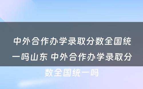 中外合作办学录取分数全国统一吗山东 中外合作办学录取分数全国统一吗