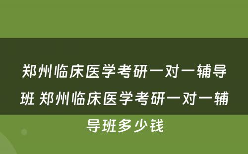 郑州临床医学考研一对一辅导班 郑州临床医学考研一对一辅导班多少钱