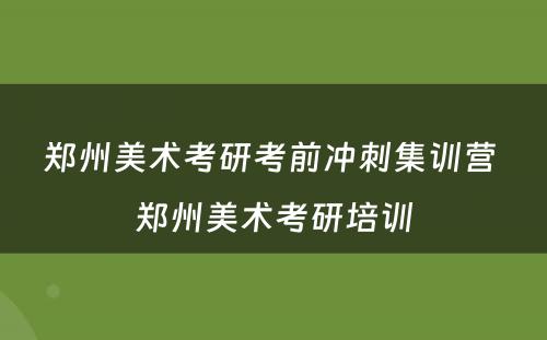 郑州美术考研考前冲刺集训营 郑州美术考研培训