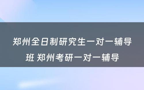 郑州全日制研究生一对一辅导班 郑州考研一对一辅导