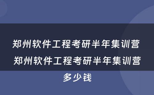 郑州软件工程考研半年集训营 郑州软件工程考研半年集训营多少钱