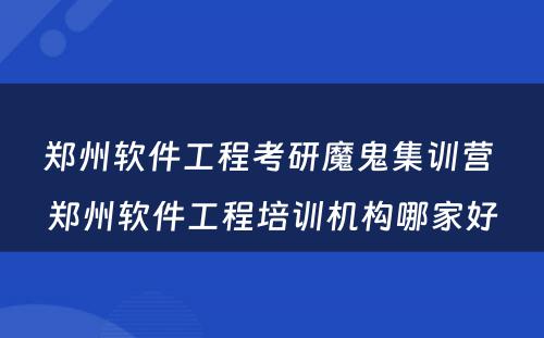 郑州软件工程考研魔鬼集训营 郑州软件工程培训机构哪家好