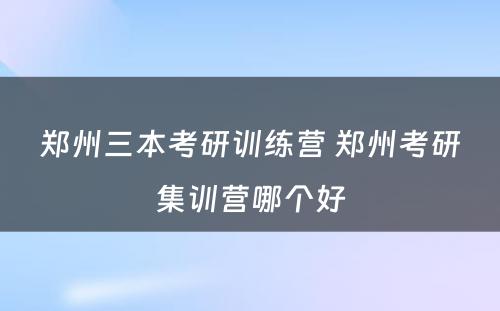 郑州三本考研训练营 郑州考研集训营哪个好