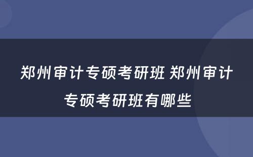 郑州审计专硕考研班 郑州审计专硕考研班有哪些