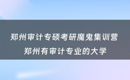 郑州审计专硕考研魔鬼集训营 郑州有审计专业的大学